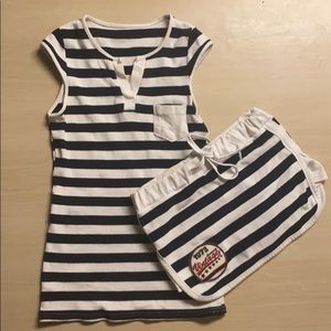 Stripped Tank Top and Skirt Set
